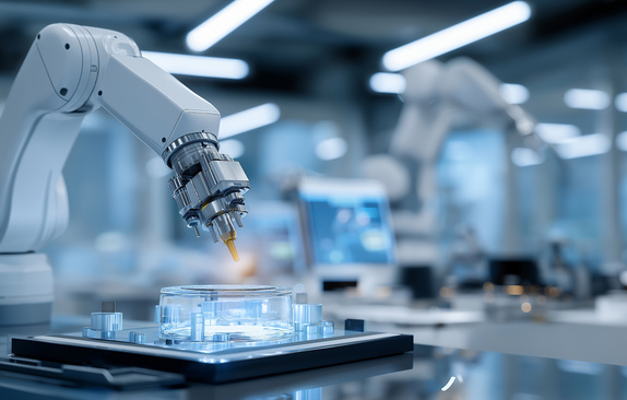 Robotic arm in a hi-tech lab